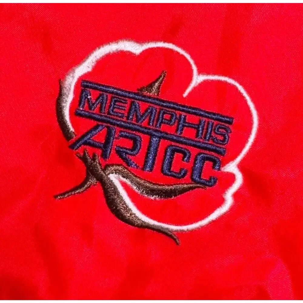 Vtg Memphis ARTCC FAA Jacket Red‎ Nylon Windbreaker Cardinal USA Large Airport